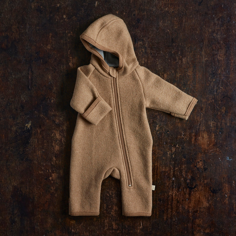 Baby & Kids Boiled Merino Wool Zip Overall - Caramel