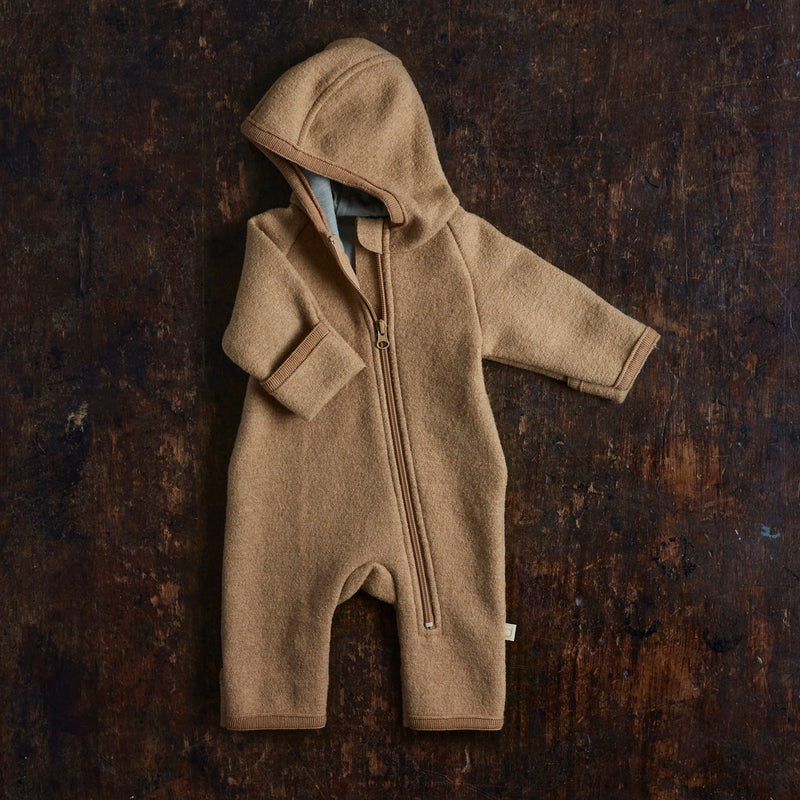 Baby & Kids Boiled Merino Wool Zip Overall - Caramel