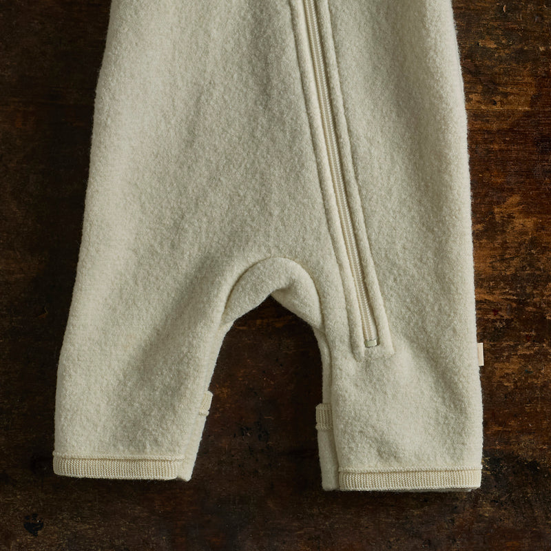Baby & Kids Boiled Merino Wool Zip Overall - Natural