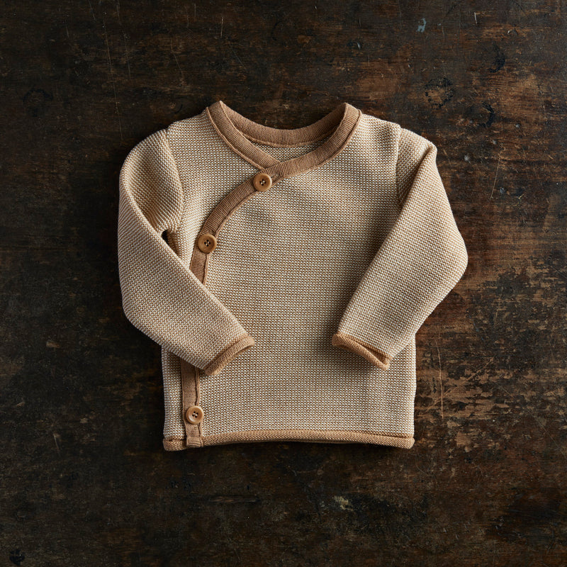 Baby Merino Wool Cardigan Caramel/Natural – MamaOwl