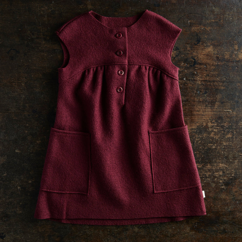 Baby & Kids Light Weight Boiled Merino Wool Dress - Cassis