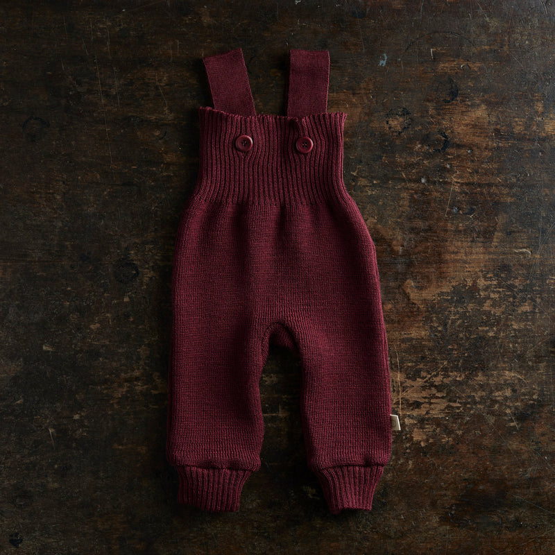 Baby & Kids Merino Wool Dungarees - Cassis