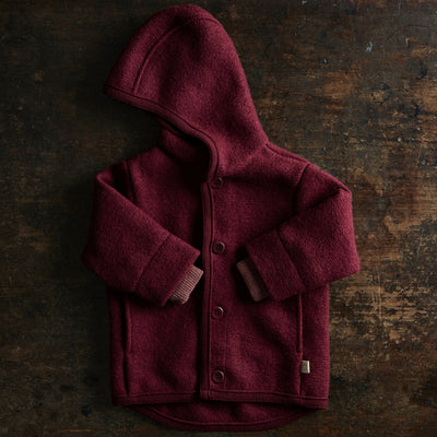 Baby & Kids Boiled Merino Wool Jacket - Cassis