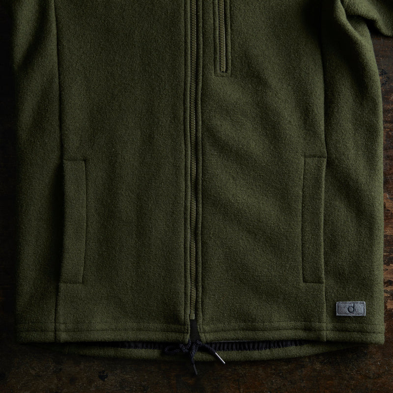 Mens Boiled Merino Wool Jacket - Olive