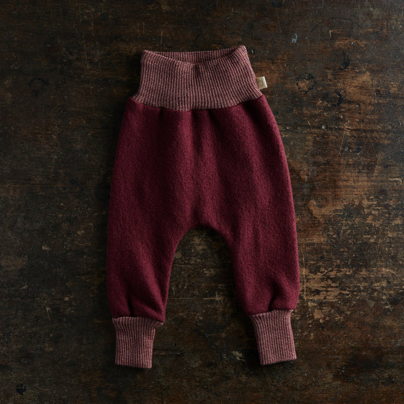 Baby & Kids Light Weight Boiled Merino Wool Cuffed Pants - Cassis