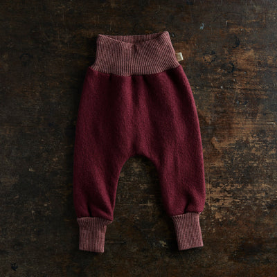 Baby & Kids Light Weight Boiled Merino Wool Cuffed Pants - Cassis
