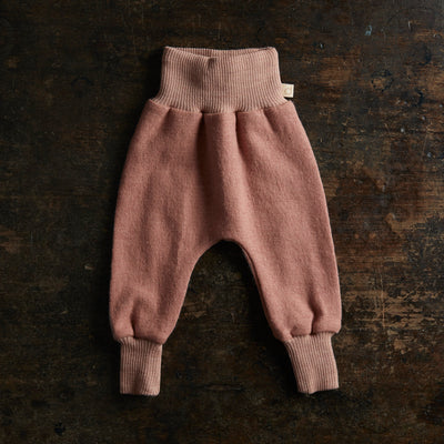 Baby Light Weight Boiled Merino Wool Cuffed Pants - Rose