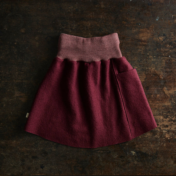 Boiled Merino Wool Skirt - Cassis