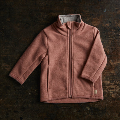 Baby & Kids Light Weight Boiled Merino Wool Zip Jacket - Rose