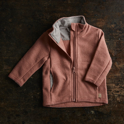 Baby & Kids Light Weight Boiled Merino Wool Zip Jacket - Rose