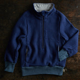 Baby & Kids Light Weight Boiled Merino Wool Half Zip Sweater - Navy
