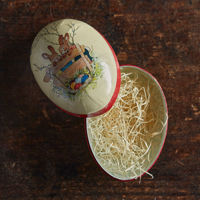 Paper Mache Medium Easter Egg - Happy Rabbits - More Options