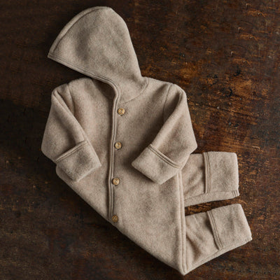 Baby Merino Wool Fleece Suit - Sand