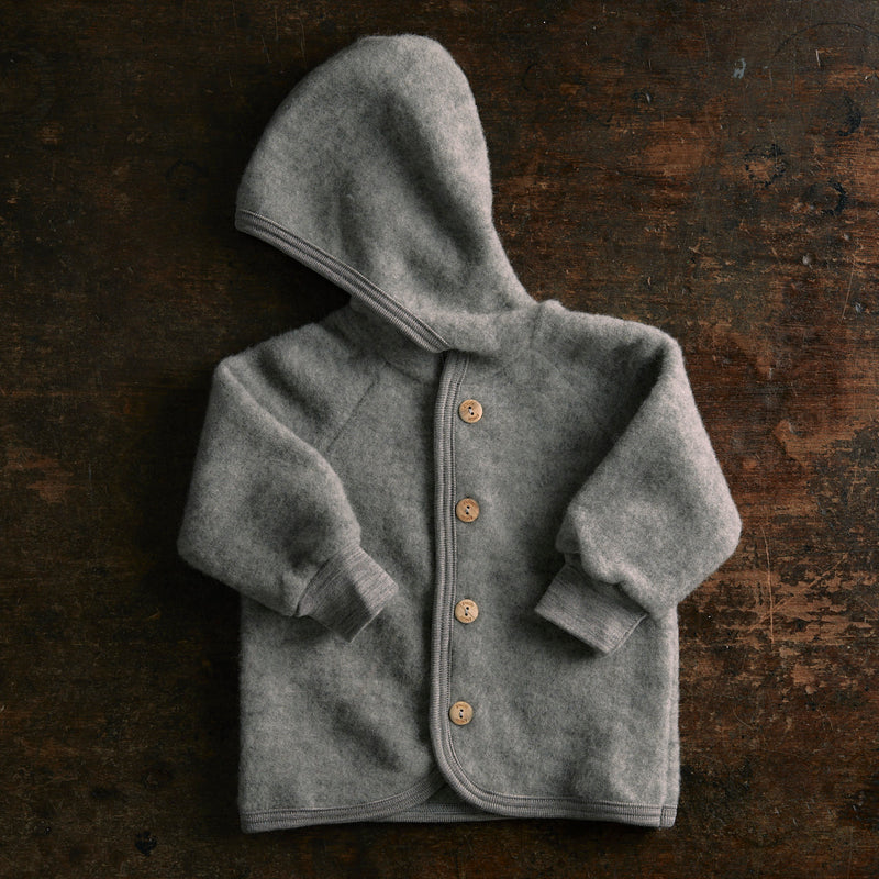 Baby/Kids' Merino Wool Fleece Jacket in grey sizes mth-6 yrs