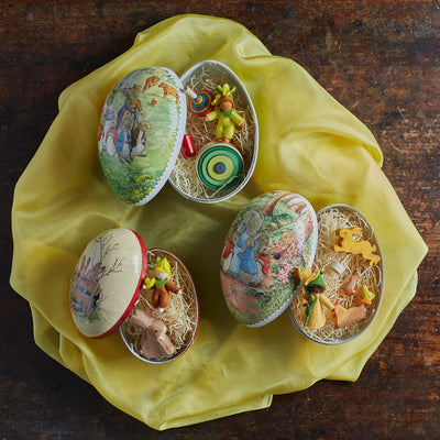 Paper Mache Medium Easter Egg - Happy Rabbits - More Options