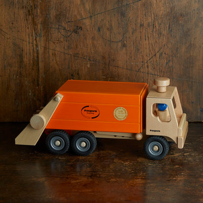 Wooden Garbage Tipper Truck - Orange