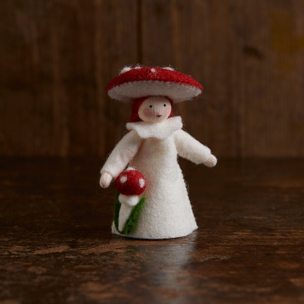 Handmade Wool Fly Agaric Mother - White