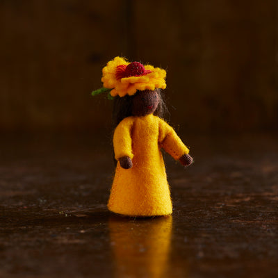 Handmade Wool Fairy With Flower Headdress - Gaillardia - Black