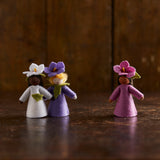 Handmade Wool Fairy With Flower Headdress - Violet Hibiscus - White