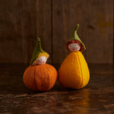 Handmade Wool Fairy - Orange Pumpkin - White