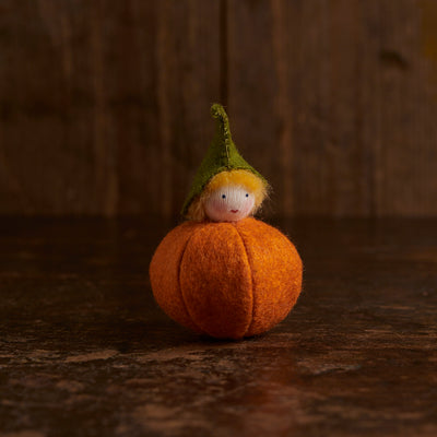 Handmade Wool Fairy - Orange Pumpkin - White