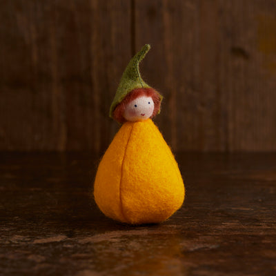 Handmade Wool Fairy - Yellow Pumpkin - White