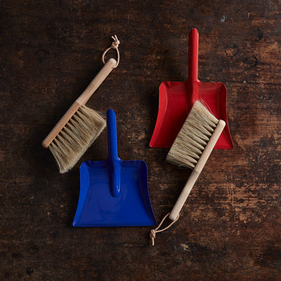 Child's Dust Pan and Brush Set - Red Or Blue