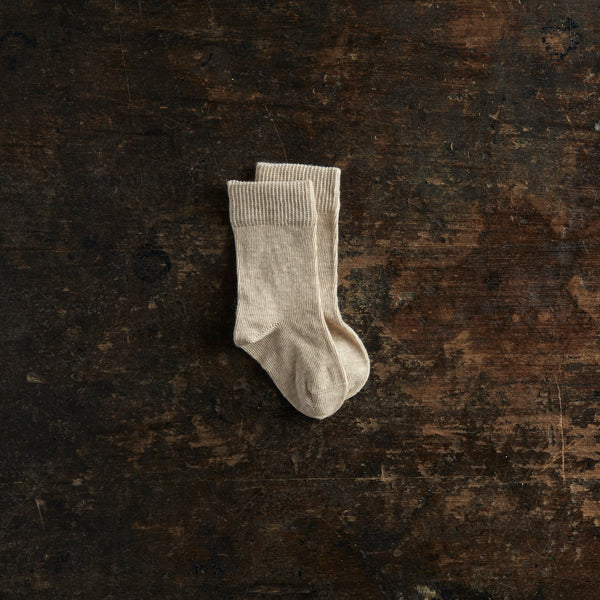 Baby Cotton Knee High Socks - Beige Melange