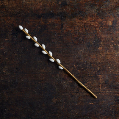 Handmade Felted Wool Willow Branch - White
