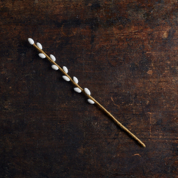 Handmade Felted Wool Willow Branch - White