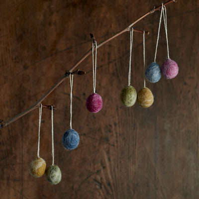 Handmade Felted Wool Mini Egg Decorations - Set of 8 - Dark Marble