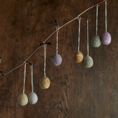 Handmade Felted Wool Mini Egg Decorations - Set of 8 - Pastel Marble