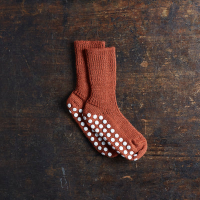 Baby & Kids Wool Socks with Stoppers - Rust