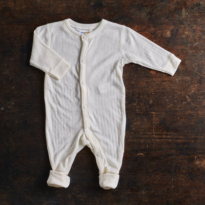 Baby & Kids Merino Wool Rib Pyjamas - Natural