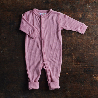 Baby & Kids Merino Wool Rib Pyjamas - Old Rose