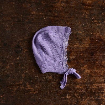 Baby Merino Wool/Silk Lace Bonnet - Lilac