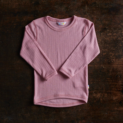 Baby & Kids Merino Wool Rib LS Top - Old Rose