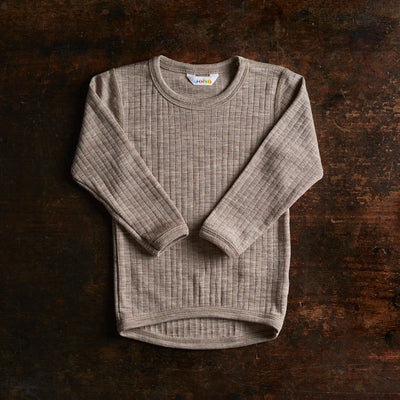 Baby & Kids Merino Wool Rib LS Top - Sesame