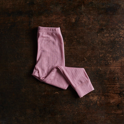 Baby & Kids Merino Wool Rib Leggings - Old Rose