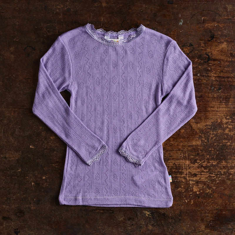 Baby & Kids Merino Wool/Silk Lace LS Top - Lilac