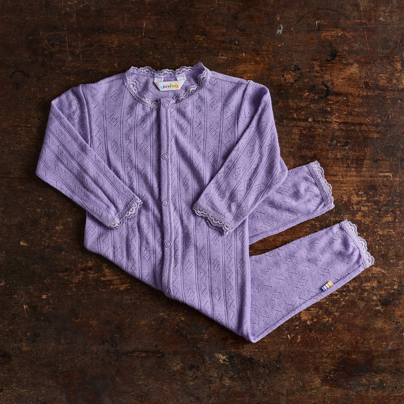 Baby & Kids Merino Wool/Silk Lace Romper - Lilac