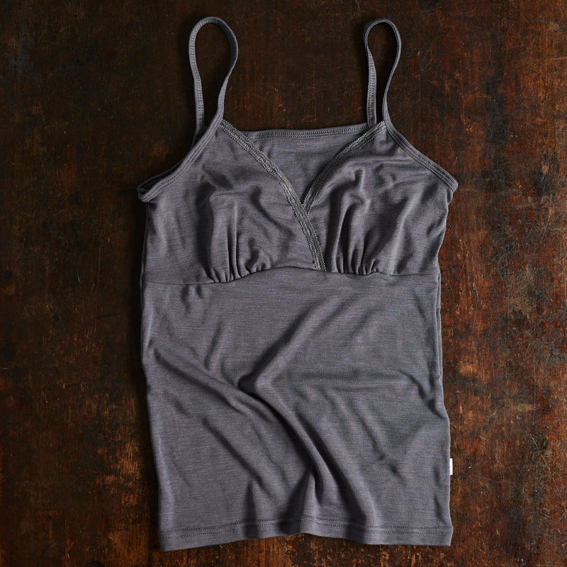 Womens Merino Wool/Silk Strap Vest - Grey