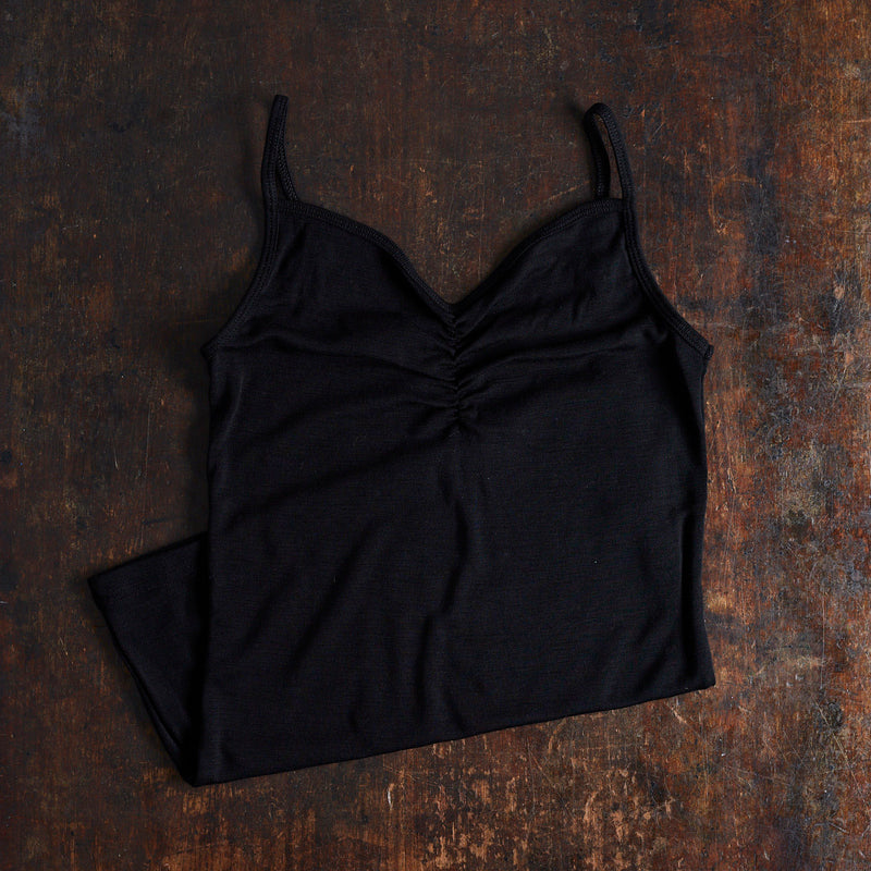 Womens Wool/Silk Strappy Top - Black