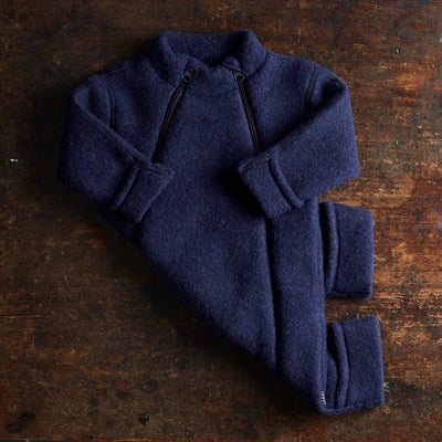 Baby & Kids Merino Wool fleece Zip Suit - Navy