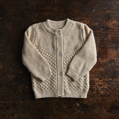 Baby & Kids Merino Wool Knitted Harri Cardigan - Creme
