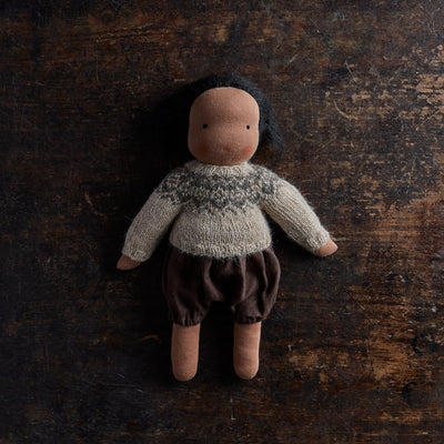 Handmade Doll in Norse Sweater & Bloomers - Black