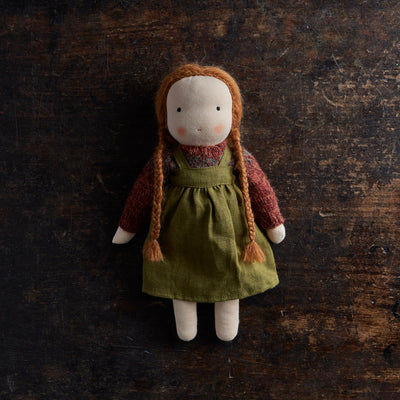 Handmade Doll in Norse Sweater & Pinafore - White