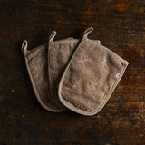 Cotton Bath Gloves - Walnut - Set of 3