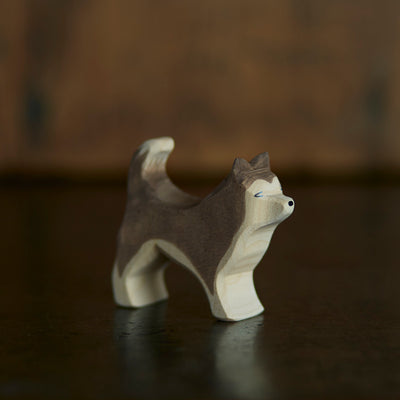Handcrafted Wooden Sled Dog Standing