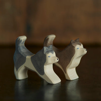 Handcrafted Wooden Sled Dog Standing